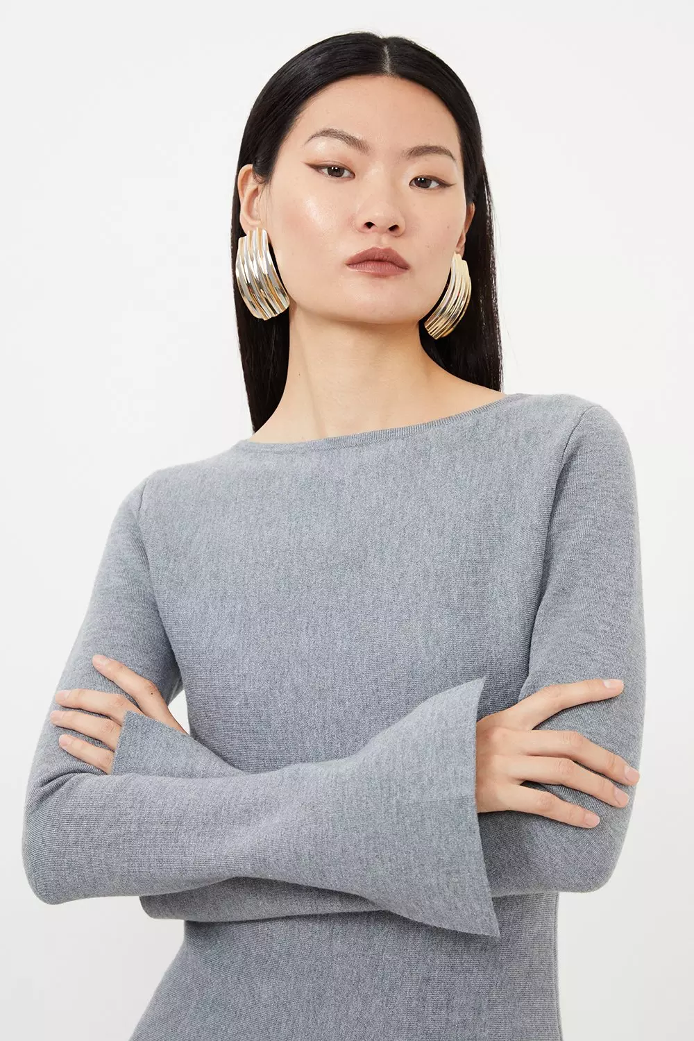 Compact Wool Look Knit Flippy Mini Dress | Karen Millen